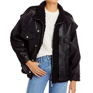 BLANKNYC Sherpa & Faux Leather Biker Jacket